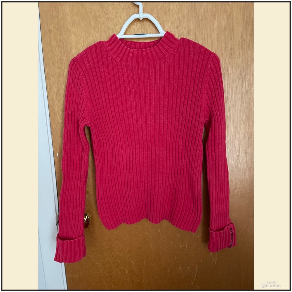 Polo Jeans mock neck fuchsia sweater